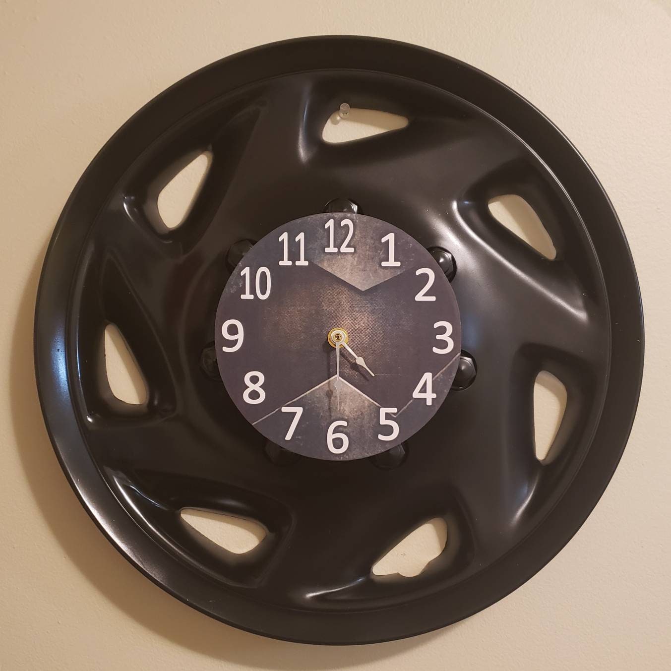 UpCycled Hubcap Clock 17.5 Diameter Finished With Etsy