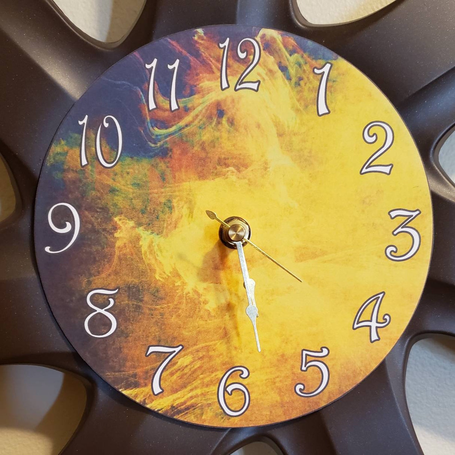UpCycled Hubcap Clock 17.25 Diameter Finished With Etsy