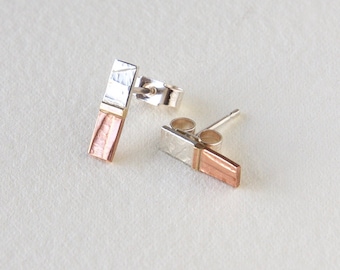 3 metal tiny bar studs