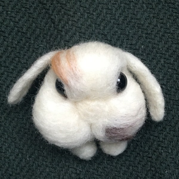 Needle felted bunny brooch