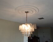 Vintage Murano Chandelier Chrome Vistosi Glass Venini Camer 4 TIER Ceiling Lamp Hollywood Regency Mid Century Modern Mazzega