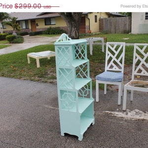 Big Sale CLEARANCE Vintage Fretwork Chinese Chippendale Chinoiserie Book Case Shelf Shelves Cabinet Bookcase Hollywood Regency Shabby Chic P