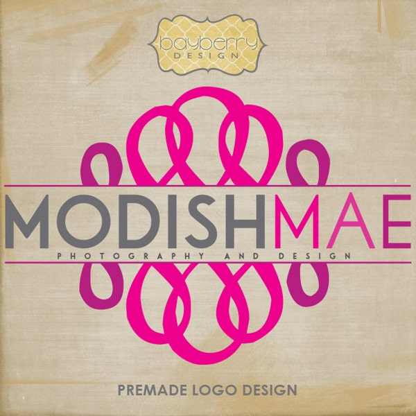 Modish Mae Premade Logo Design with Watermarks, JPG, and PDF