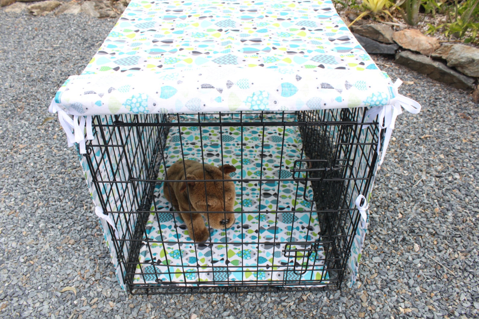Dog Crate Cover and Pad Set , Pet Crate Cover. Pet Crate Mat. Cage