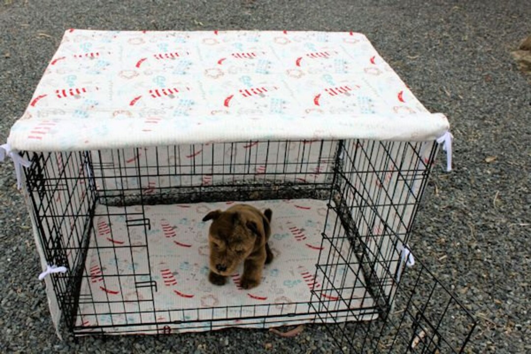 Dog Crate Cover and Pad Set . Pet Crate Mat . Pet Crate Cover. Pet