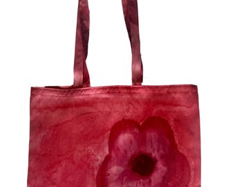 Pink Flowers - Hand Painted Silk Tote Bag