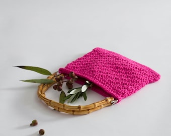 Watermelon Crochet Bamboo Handbag