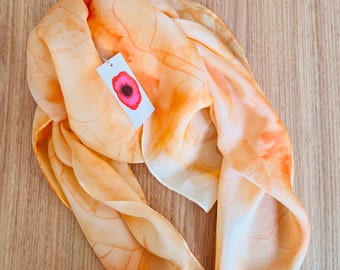 Orange - Hand Painted Silk Satin Scarf