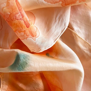 Orange Flowers Silk Scarf image 4