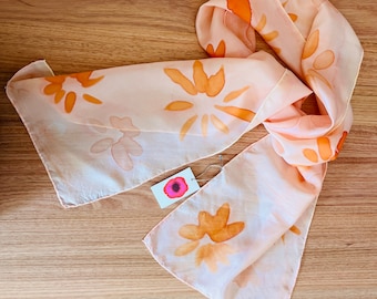 Orange Flowers - Silk Scarf