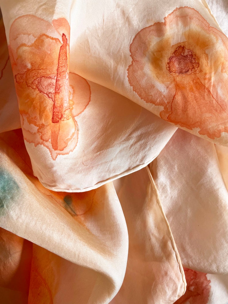 Orange Flowers Silk Scarf image 1