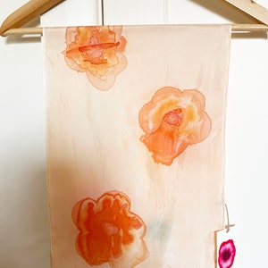 Orange Flowers Silk Scarf image 3