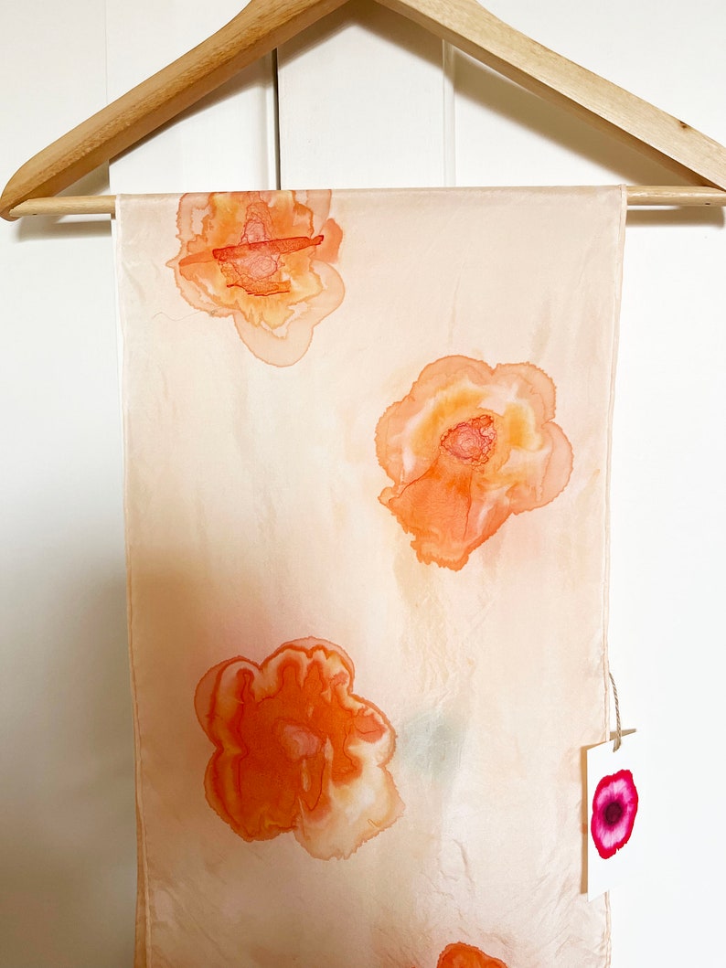 Orange Flowers Silk Scarf image 3