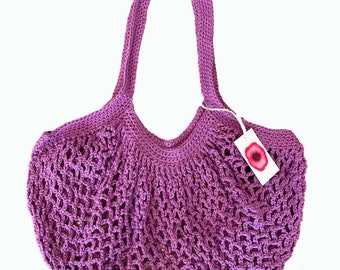 Purple Crochet Shopping Bag