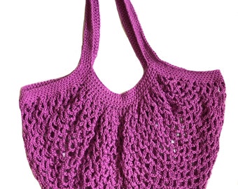 Purple Crochet Shopping Bag