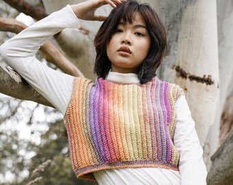 Rainbow Wool Cropped  Vest