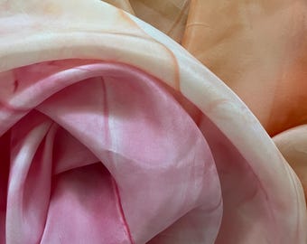 Ombré Orange Pink - Hand-Painted Silk Scarf