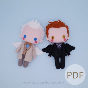 Pattern of Aziraphale & Crowley Felt Dolls