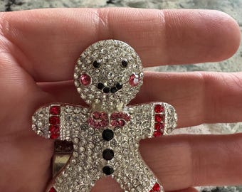 Lebkuchenmann Strass Brosche Pin - Festliche Urlaub Schmuck Geschenk 5x5cm