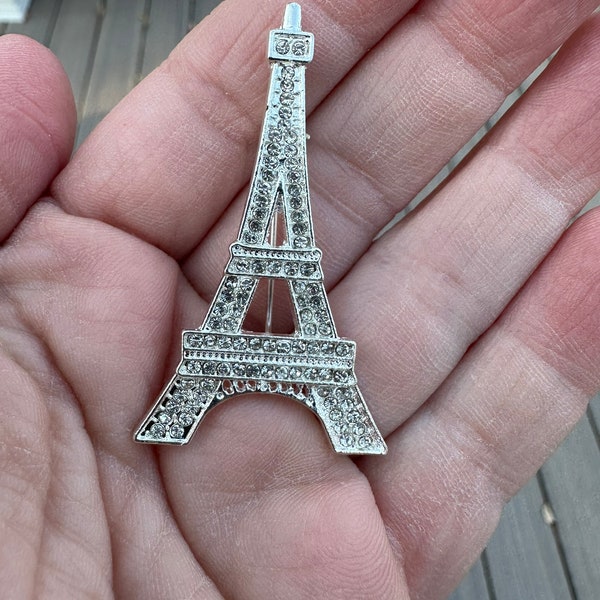2” Eiffel Tower Paris France rhinestone brooch pin Jewelry NEW