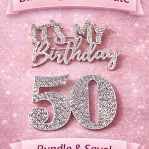 Birthday Pin Bundle – It’s My Birthday + Age Number Rhinestone Brooch Set, Milestone Birthday Gift, 21, 30, 40, 50, 60, 70, 75, 80 Party Pin