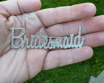 Bridesmaid Rhinestone Brooch Pin - Bridal Party Jewelry gift 3&quot; - Silver or Gold