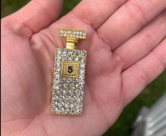 Gold Coco Perfume Boxed Set Jewelry Rhinestone Pin Brooch NEW