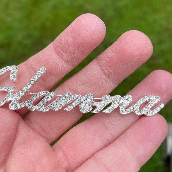 Custom script Glam-ma 3.1" rhinestone brooch pin jewelry gift Christmas birthday grandma grandmother