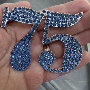 Stunning Large 3” Rhinestone Brooch Pin Number 75 75th Milestone ...