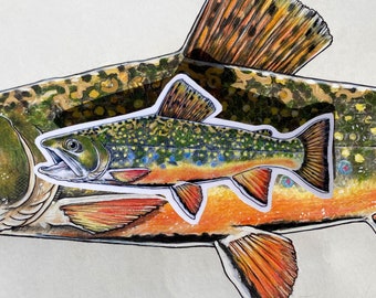 Sticker, Decal, Fish, Brook Trout, Vinyl, Water Resistant, Fishing, Freshwater, Kirk Timmons