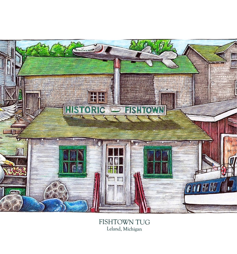 Fishtown Tug Art Print, Leland Michigan, Leelanau Peninsula - Etsy