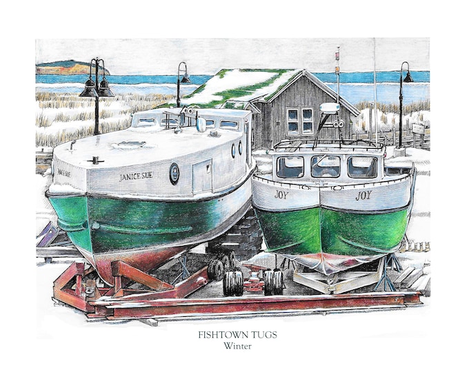 Fishtown Tugs, Winter (Art Print)
