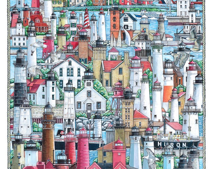Michigan Lighthouses Art Print