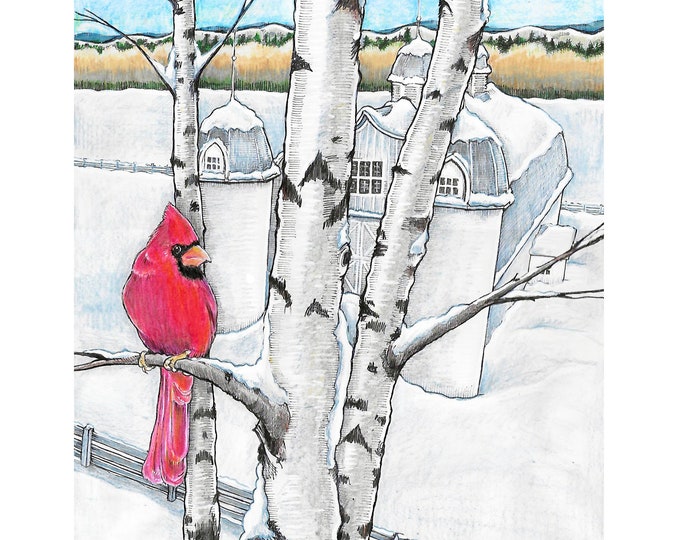 DH Day Farm (Red Cardinal), Art Print