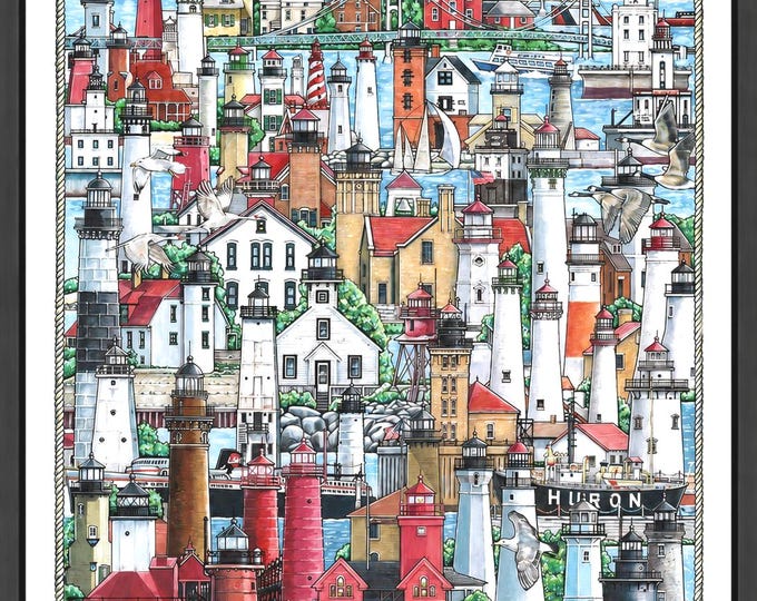 Michigan Lighthouses Art Print