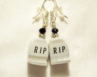 Handmade Tombstone Halloween Earrings, Polymer Clay Jewelry