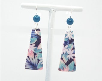 Hawaiian Look Flowers - Handcrafted Polymer Clay Dangle Earrings -