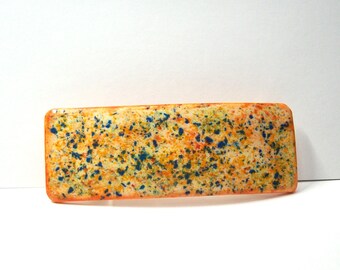 Handmade Barrette From Polymer  - Orange with Chalk Speckles Autumn Fall Colors