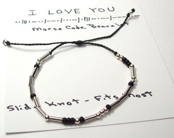 Morse Code I LOVE YOU Adjustable Bracelet You Pick Color