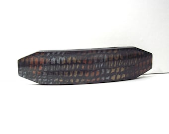 Handmade Barrette From Polymer Clay  - Black and Metallic Snake Skin Look