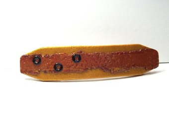 Handmade Barrette From Polymer Clay  - Gold and Copper with Eyelets