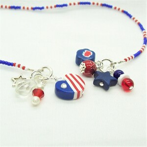 Patriotic Book Thong Bookmark with Handmade Polymer Clay Charm and Beads Gift for Book Lover Reader image 3