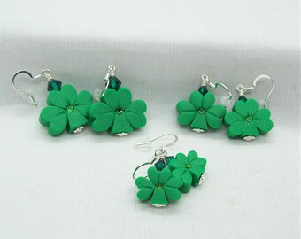St Patrick's Day Shamrock Earrings Handcrafted from Polymer Clay Offered in 3 Sizes