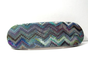 Handmade Barrette From Polymer Clay  - Bargello Pattern