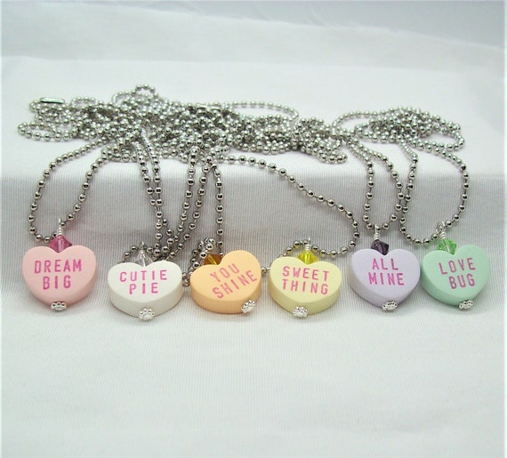 Larger Conversation Heart Valentine Necklace on Ball Chain - Etsy