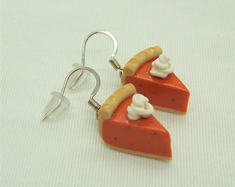 Pumpkin Pie Slice Earrings - Handmade Polymer Clay Beads