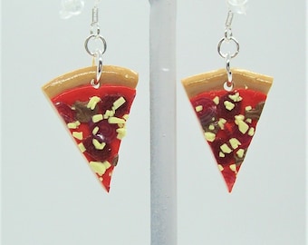 Handmade Polymer Clay Pizza Slices MEDIUM - Earrings