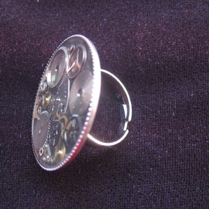 PARURE Steampunk unisexe, Les rouages du temps sur fond argenté diamètre 30mm ou 25mm image 7