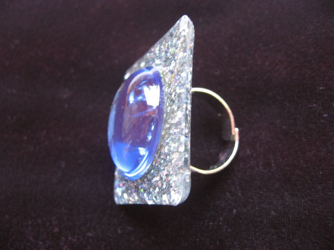 Sehr großer quadratischer verstellbarer Ring große blaue | Etsy