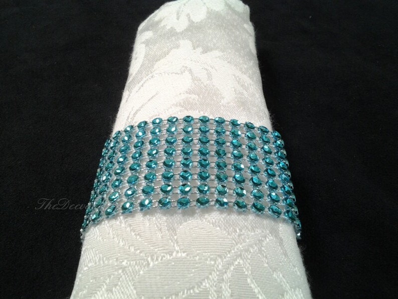 Turquoise Teal Bling Napkin Rings Napkin Ring Holders Etsy